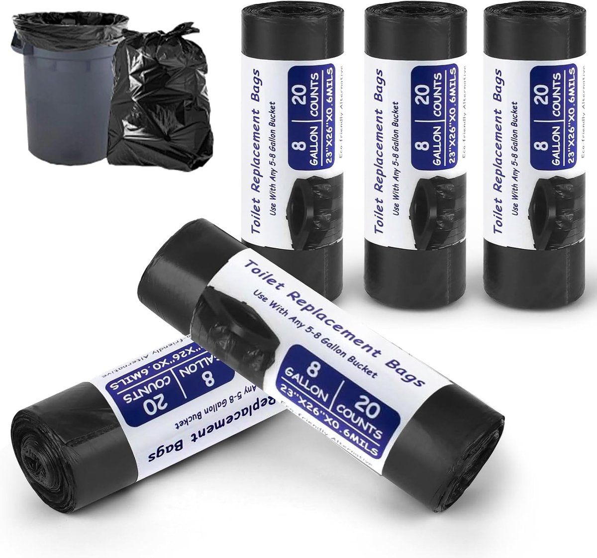 Set van 100 zwarte toiletzakken, biologisch afbreekbaar, campingvuilniszakken, 30 l, voor alle campingtoiletten, extra dikke en waterdichte vuilniszakken, toiletaccessoires