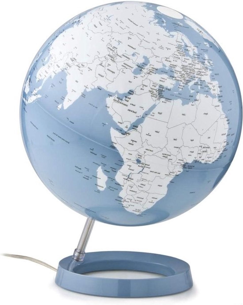 Verlichte Wereldbol - Educatieve Bol - Decoratief Gebruik - Nieuw Kleurontwerp - 30cm Diameter - Helder Blauw