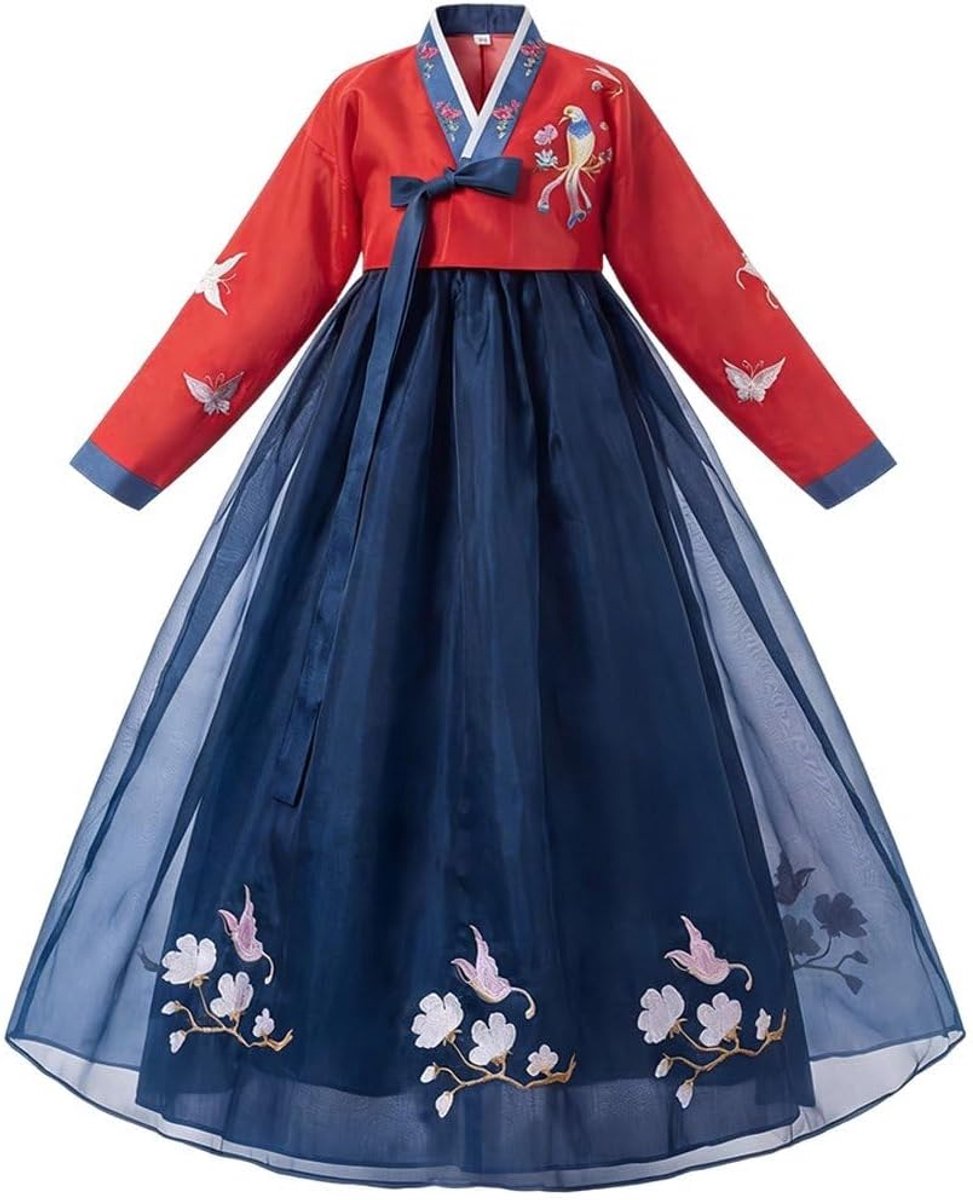 Traditionele Koreaanse jurk voor dames, bloemenborduurwerk, Koreaans prinsessenkostuum voor cosplay