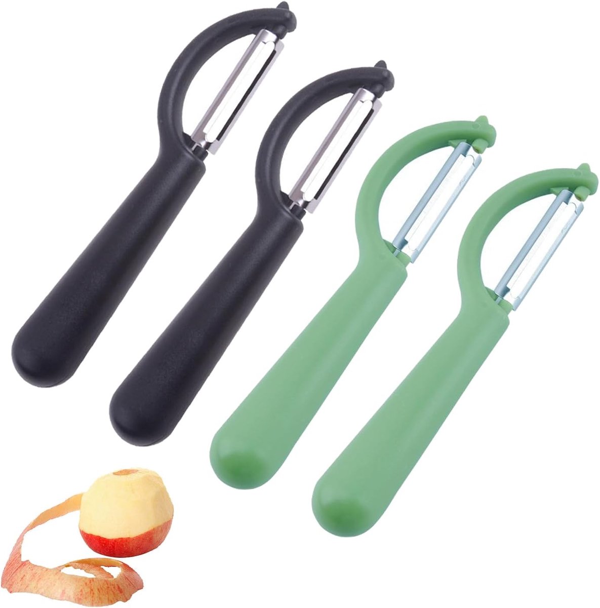 Schillers met stevige ergonomische handgrepen, roestvrijstalen groenteschillers voor aardappelen & wortelen, groen & zwart, vaatwasmachinebestendig
