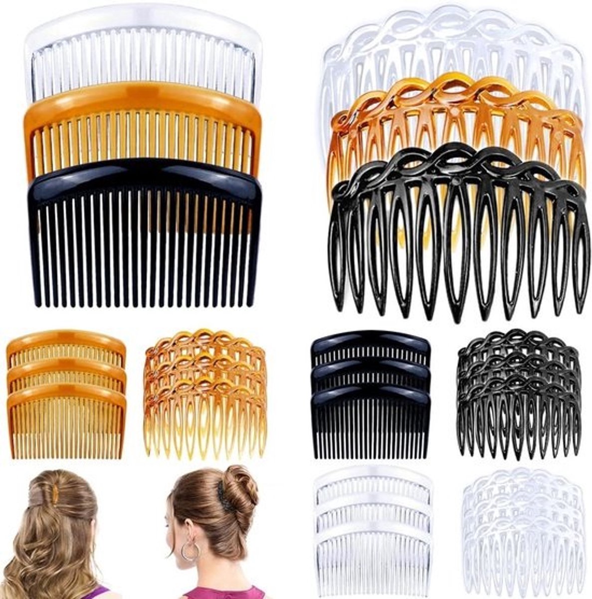 Haarkammen Set - Plastic Kammen - Kapsels Maken - Lichtgewicht Ontwerp - 24 Stuks - Diverse Kleuren