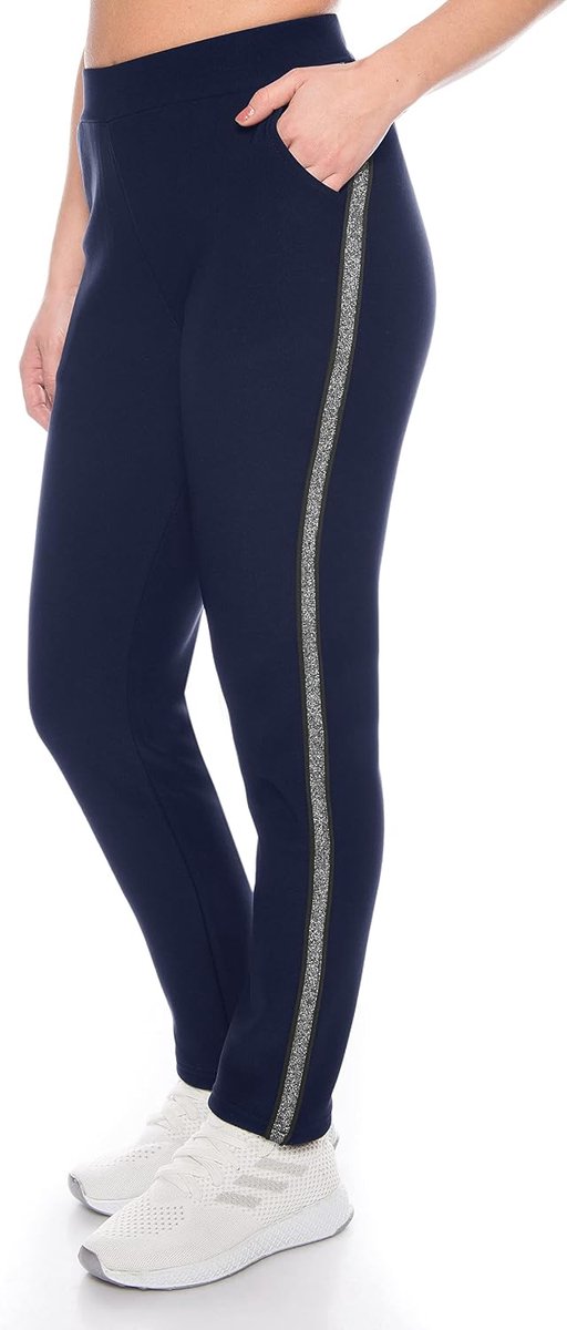 Thermo-broek voor dames, gevoerd met fleece aan de binnenkant, ondoorzichtig en zakken