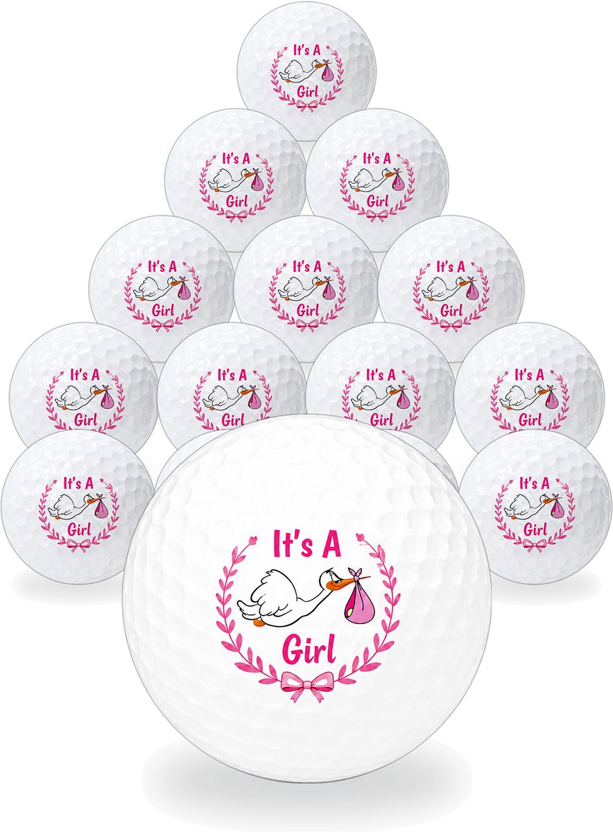 Wilson Golfballen It's a Girl - Geboorte Golf Cadeau - 15 stuks - Bedrukte Golfballen