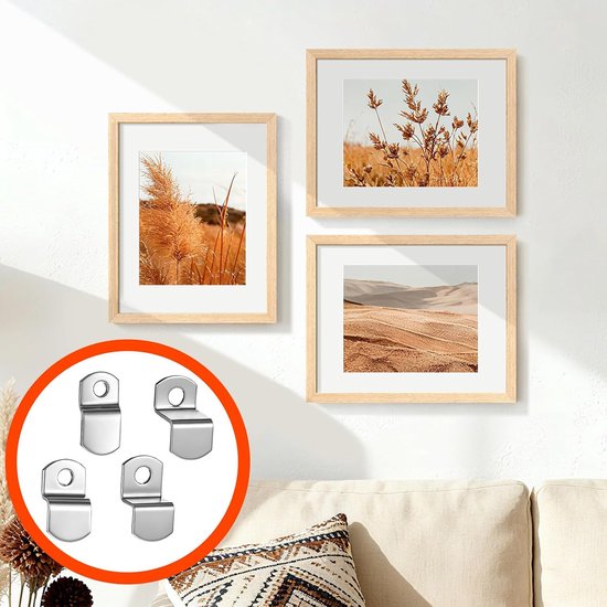 40 stuks offset canvas clips, fotolijsthangers, 20 stuks robuuste fotolijsten, spiegelclip met 20 schroeven, Z-vorm, canvas, schilderij, montage, clip, verborgen houder voor foto, foto, spiegel — afbeelding 4