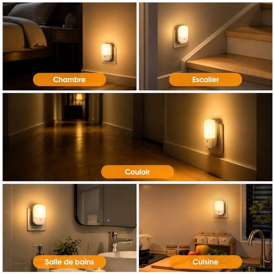 VHV - Stopcontact nachtlamp 2 stuks - 5 lichtsterktes, 3 werkstanden - Opvouwbaar - Warm geel licht - Met dag/nachtsensor - Geschikt voor baby's, kinderen en volwassenen - Dimbaar - Nachtlampje van VHV — afbeelding 3