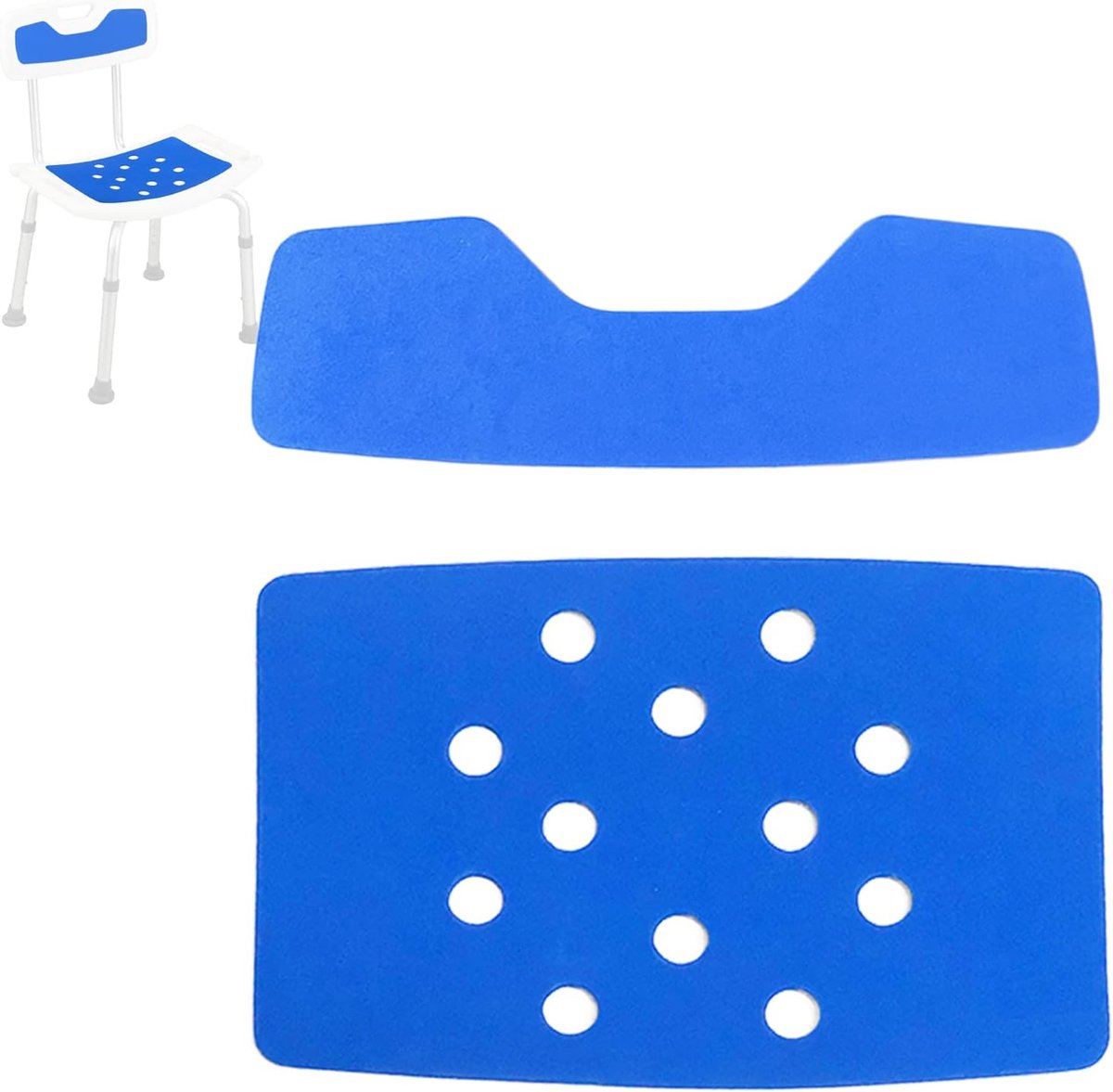 zitmat en rugmatset, badkruk, antislip kussen, EVA-schuimpad met lijm voor handicap, gehandicapten, ouderen, zwanger, 2 stuks (gebogen + rug)