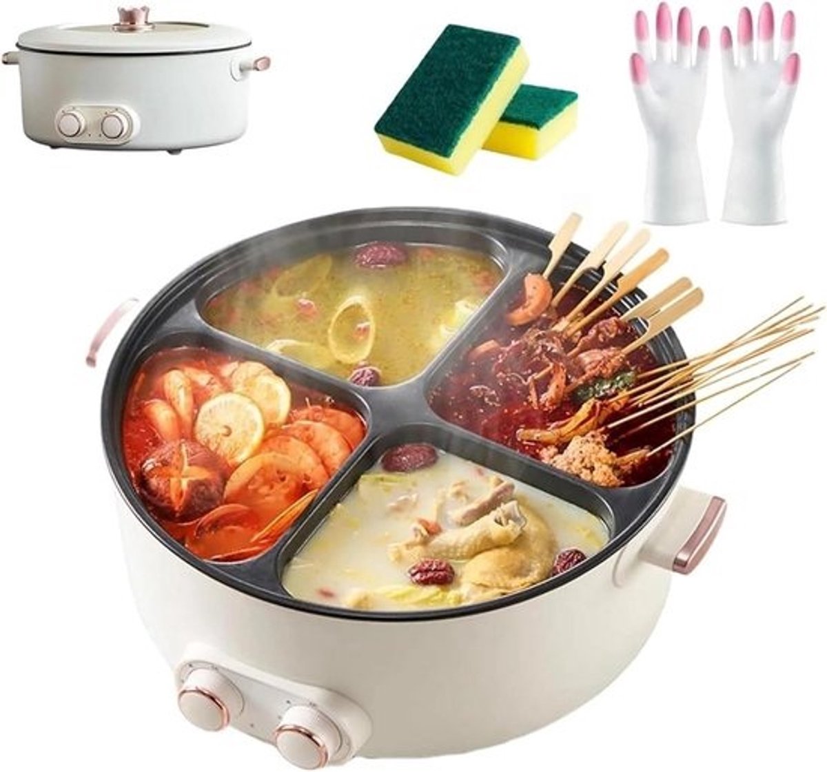Elektrische Hotpot - Stoofpot Multifunctioneel - Samen Eten - Dubbele Smaken Gelijk - 6 Liter Capaciteit