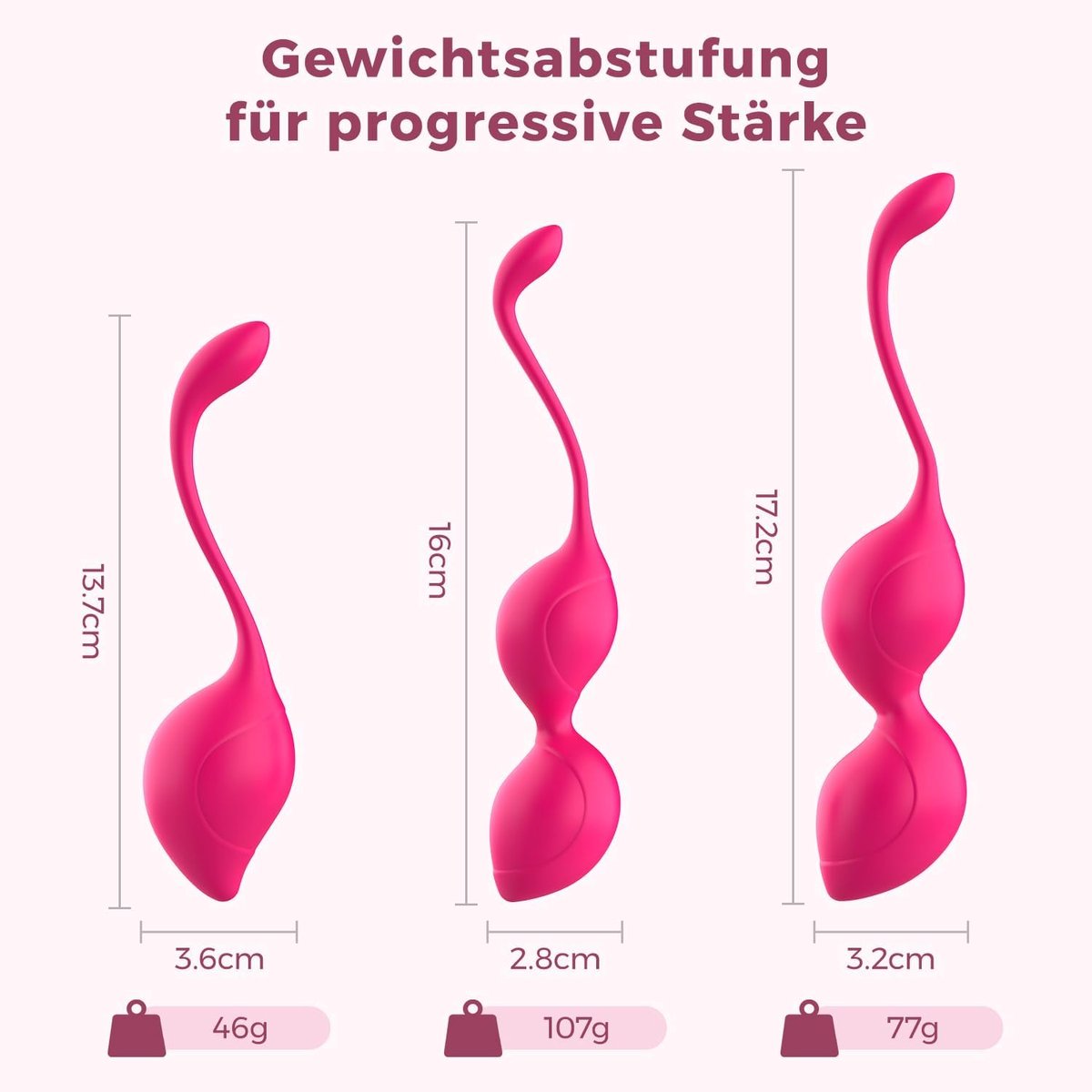 Bekkenbodemtrainer, set van 3 siliconen kegelballen, bekkenbodemtrainer, vaginale spiertraining, blaascontrole, seksspeelgoed voor vrouwen