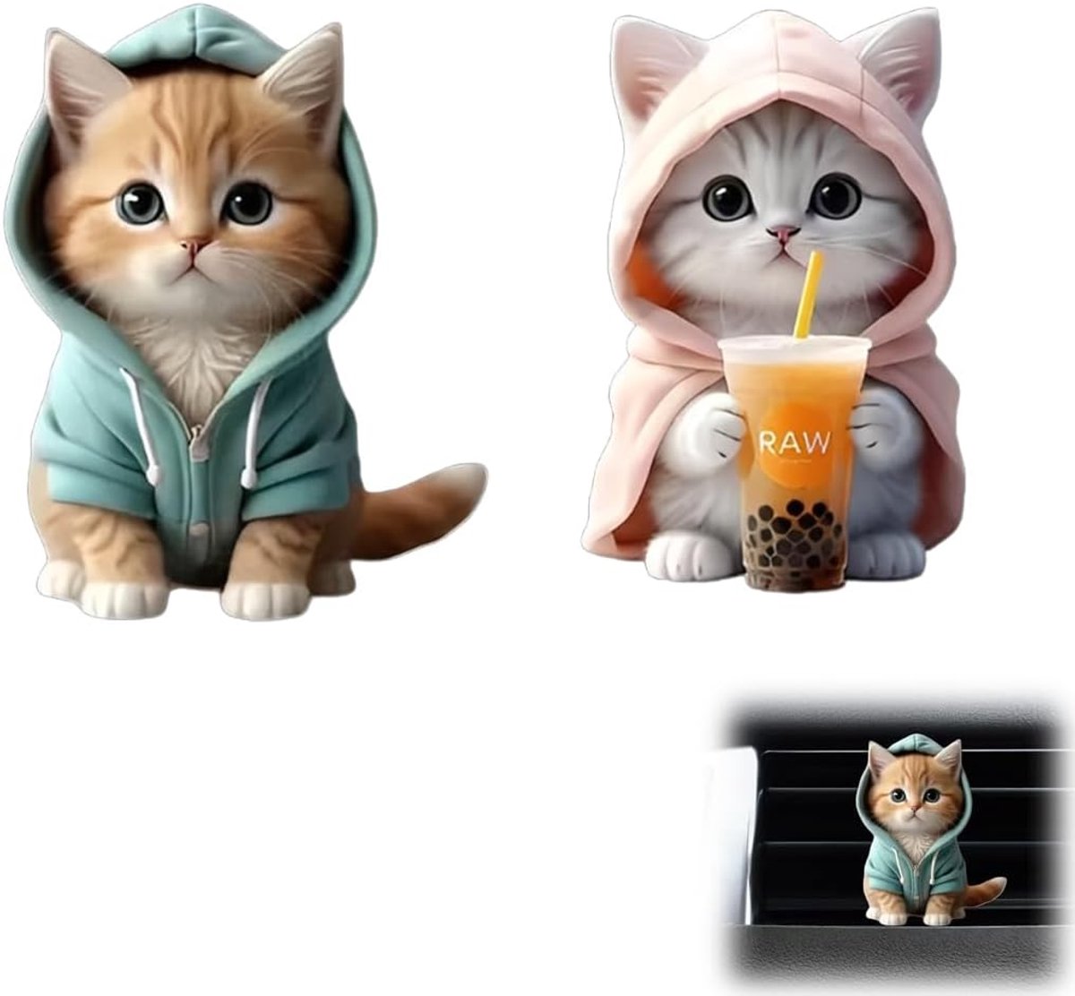 Luchtverfrisser, navulbare aromatherapie-diffuser, esthetische luchtverfrisser voor voertuigen, met schattige kat