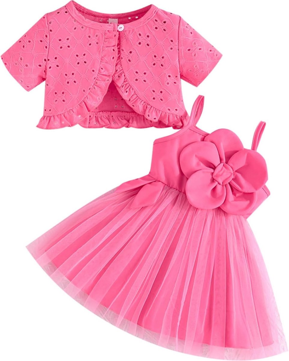 Meisje Tutu Jurk 2 Stuk Peuter Vest Tule Zonnejurk Meisjes Prinses Doop Party Jurken Baby Zomer Outfit Set