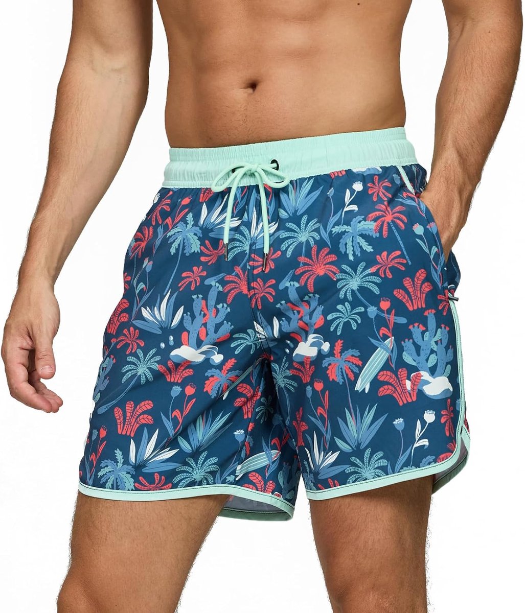 Shorts, zwemkleding, surfen, sneldrogend, boxershorts, zee, strand, vintage, zwemshorts met zakken en trekkoord