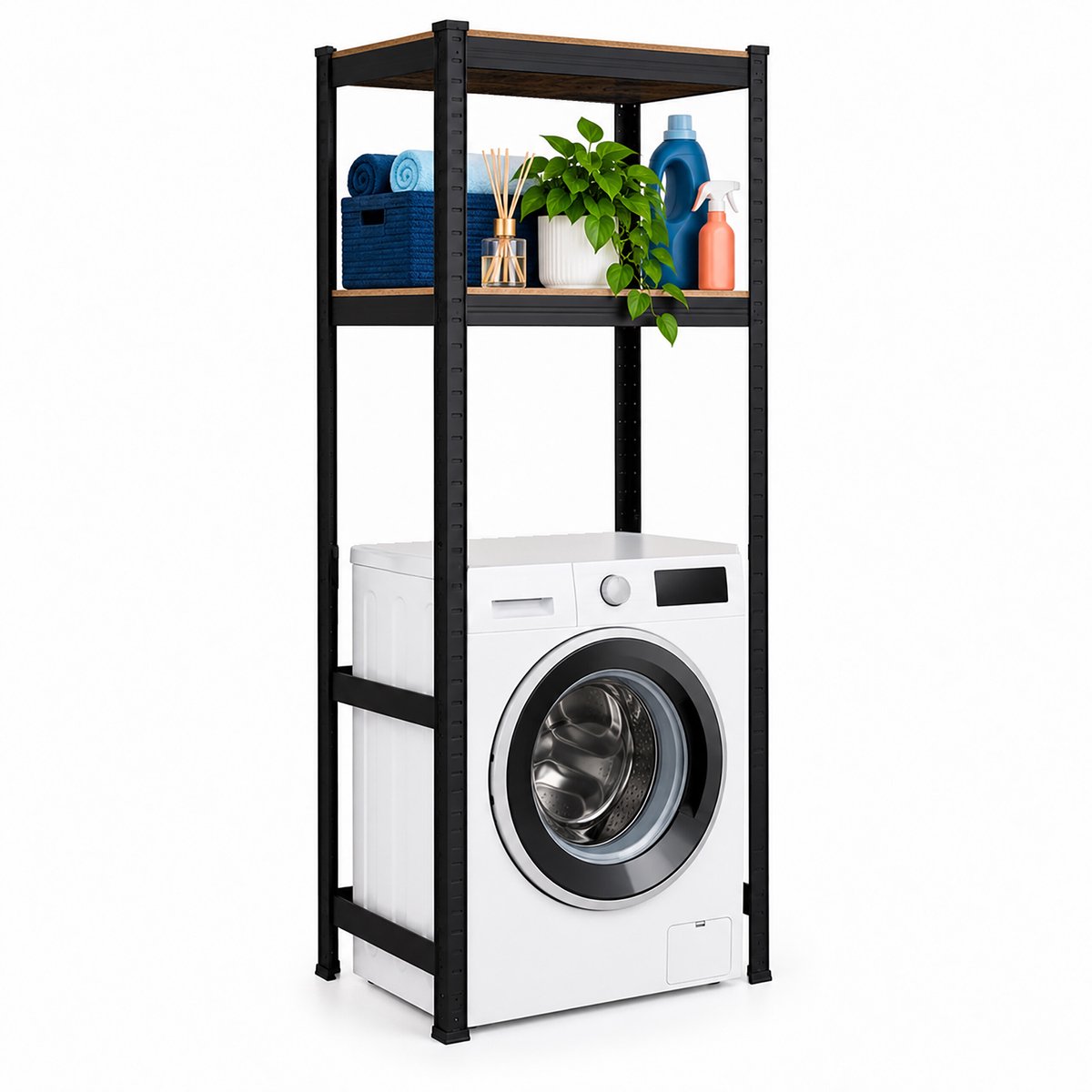 Wasmachine rek - 150x70x40 cm - 400 kg - zwart-bruin