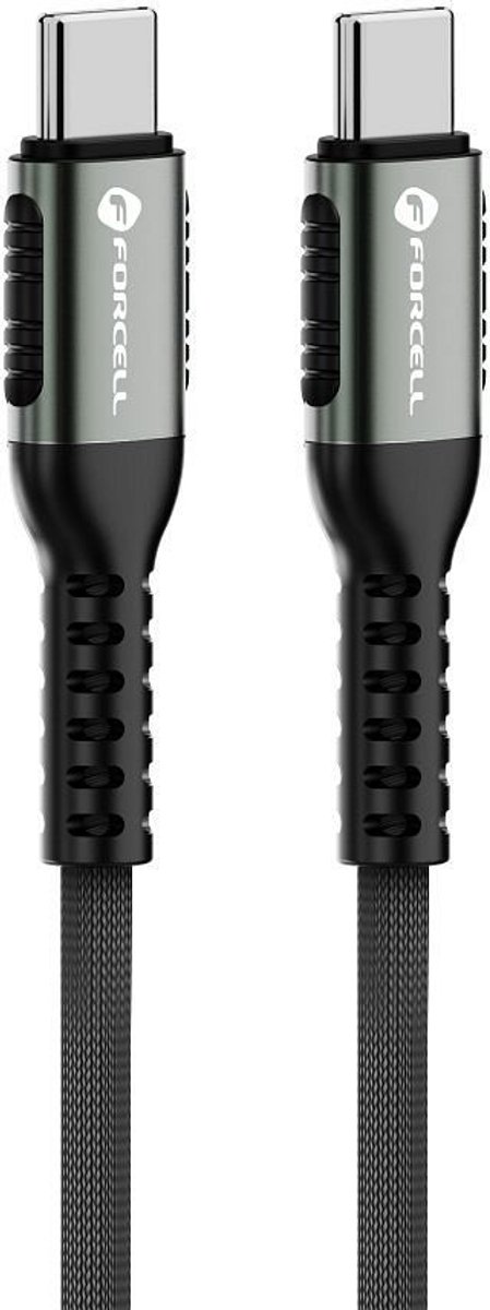 Forcell - USB-C naar USB-C kabel - Snellader 100W - 0.25 m - Quickcharge 4.0 - USB C datakabel - Geschikt voor laptop opladen - Cafule Aluminium behuizing - Snel en Stabiel Opladen - Zwart
