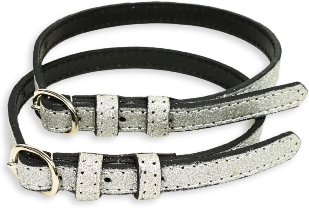 Sporenriemen van leer 2 stuks lederen riemen voor sporen vervangende riemen in grootte verstelbaar Perfecte pasvorm voor rijsporen (Glitter Zilver)