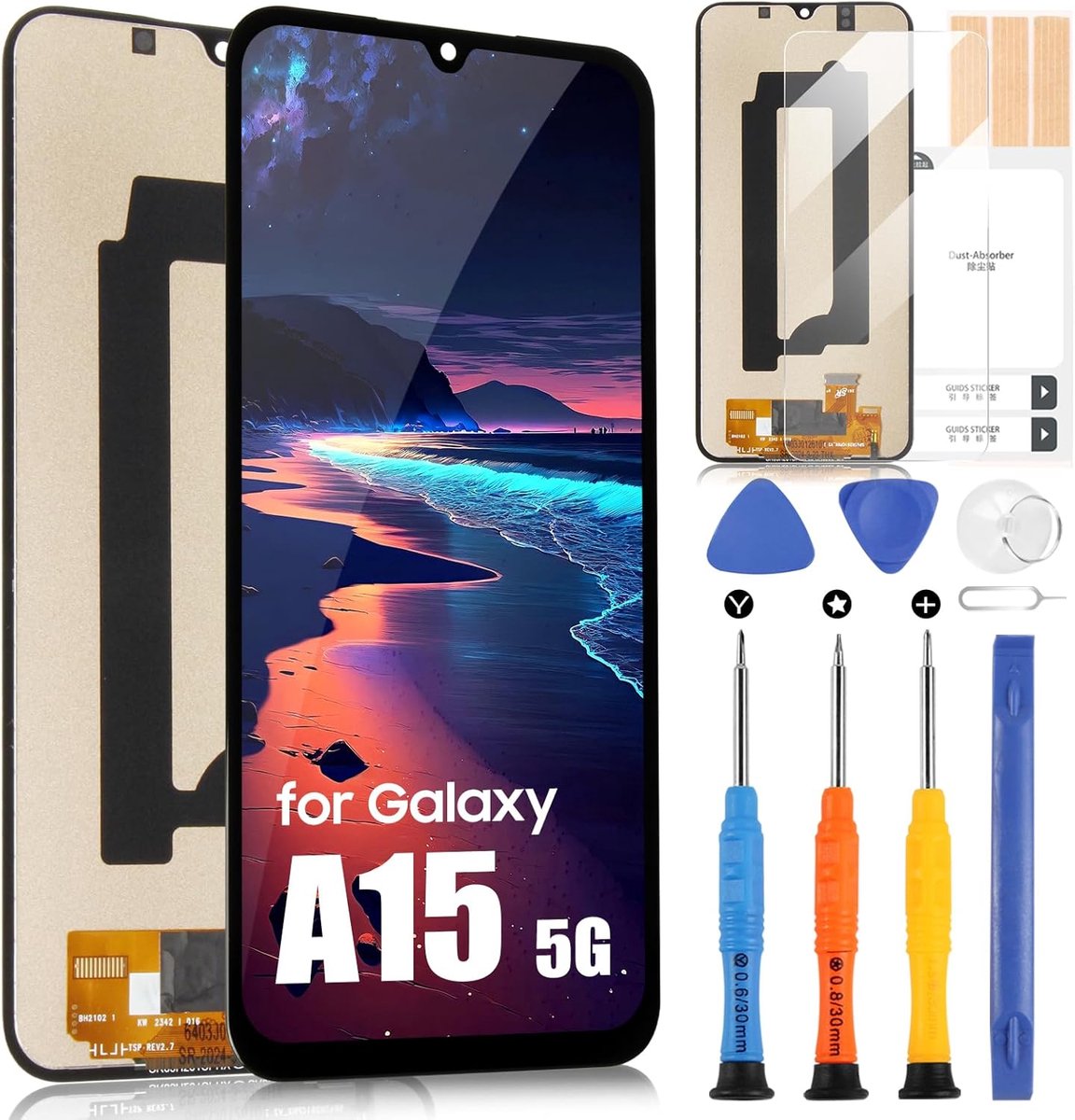 Display voor Samsung Galaxy A15 LCD voor Samsung A15 4G / 5G SM-A155 SM-A156 Touchscreen Digitizer Assembly Reparatie Kit (Nero, geen vingerafdruk)