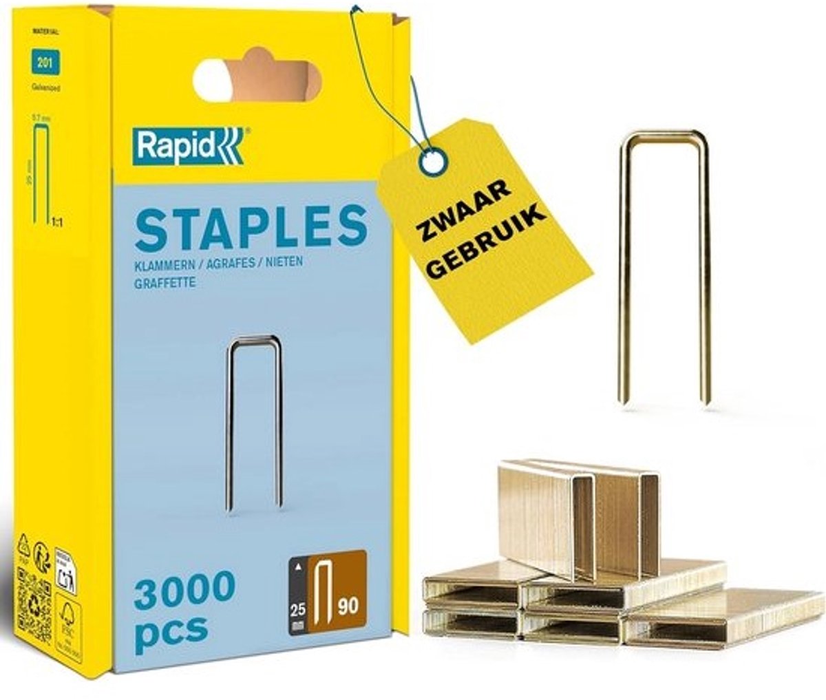 Type 90 Nietjes 25mm met Hars Coating voor Houtbevestiging - 3000 Stuks