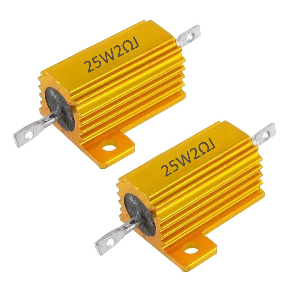 2 X 25W 2 Ohm 5% Aluminium Behuizing Weerstand Belastingsweerstanden Schroefkraan Draadboor Lampen Vermogensweerstand Aluminium Behuizing Draadweerstand Goud
