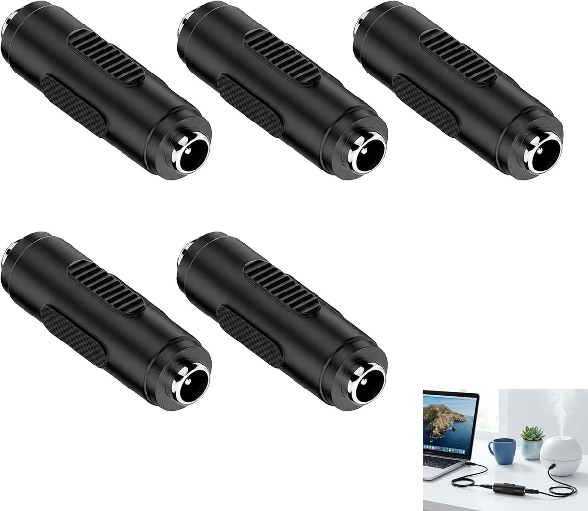 5 stuks DC-adapter vrouwelijk vrouwelijk, DC-koppeling stroomstekker 5,5 x 2,1 mm, adapter koppeling jack voor verlengkabel stroomvoorziening CCTV LED camera router, soldeervrije connector