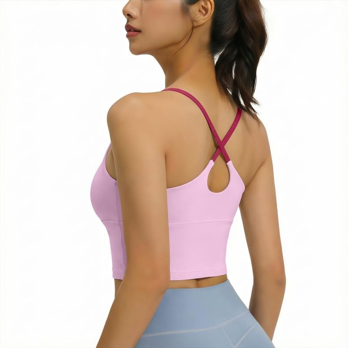 Sporttanktop voor dames, met geïntegreerde beha, yoga, tanktop, mouwloos, licht, fitnessshirt, sportbovenstuk, voor zomer, gym, workout