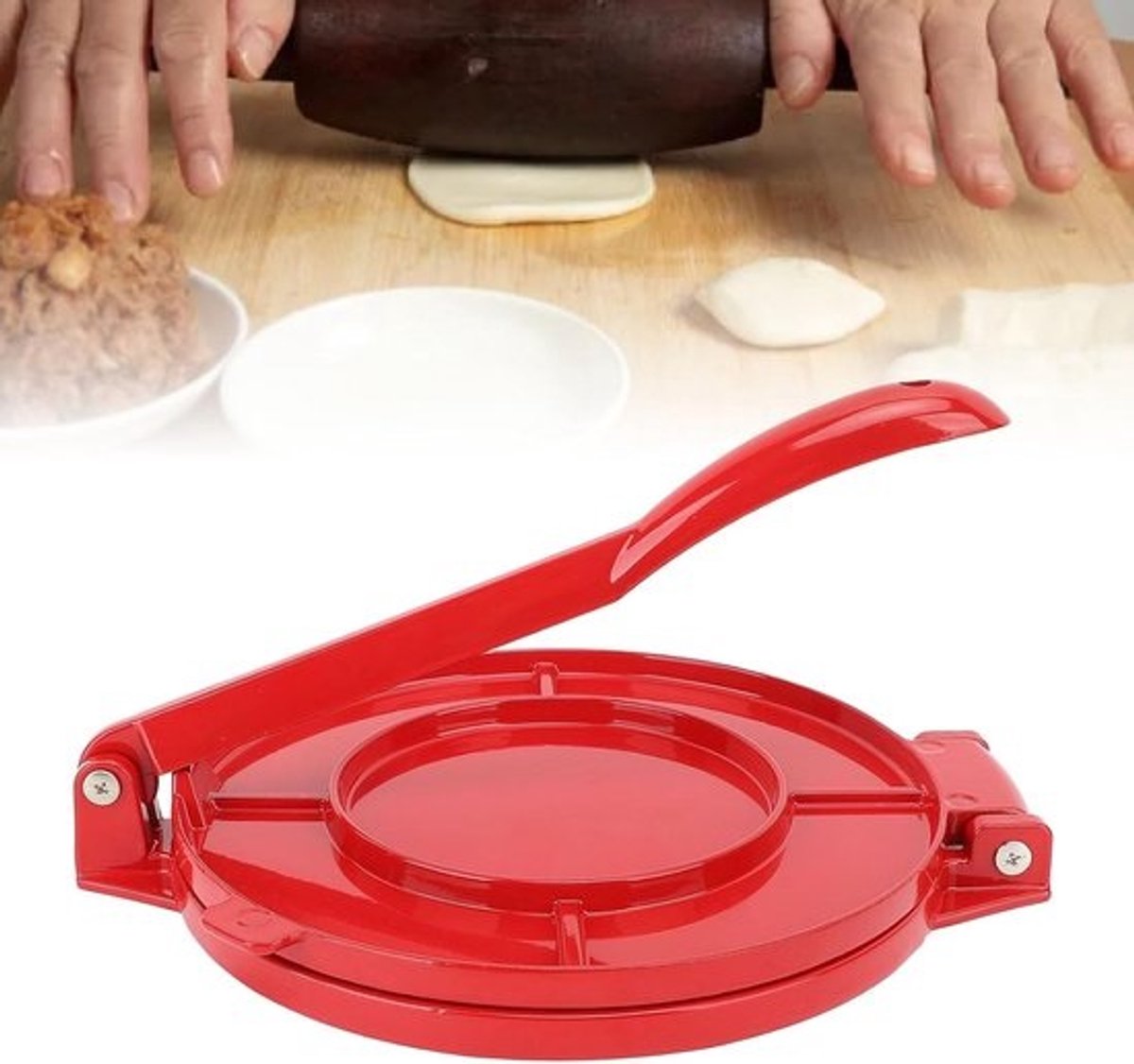 Gietijzeren Tortilla Pers - Deegpers Flatbread Maker - Zelfgemaakte Tortilla's - Zwaar Gietijzer Ontwerp - 25 cm Diameter - Zwart