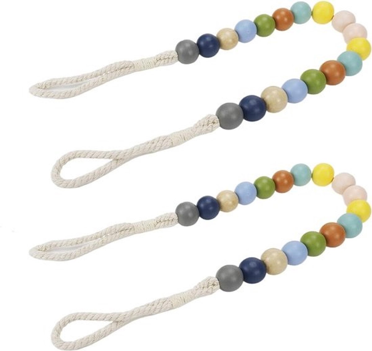 Set van 2 Decoratieve Houten Kraal Gordijn Tiebacks Boho Stijl