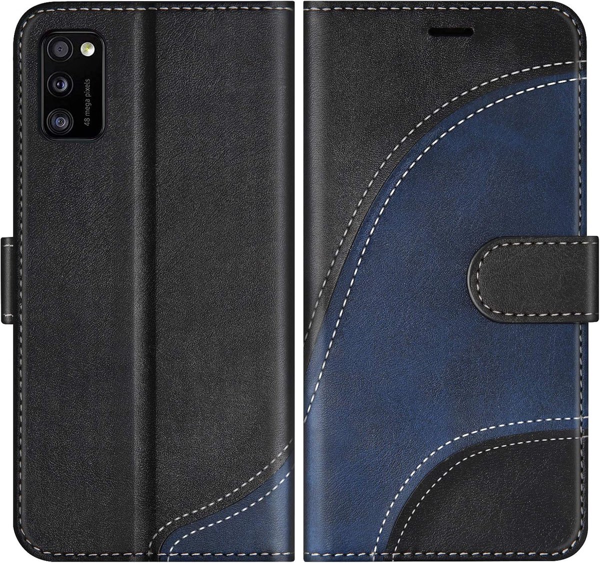 Hoesje voor Galaxy A41, PU Lederen Bookcase Portemonnee Beschermhoes Telefoonhoesjes, Flip Case Beschermhoesje voor Galaxy A41, Zwart