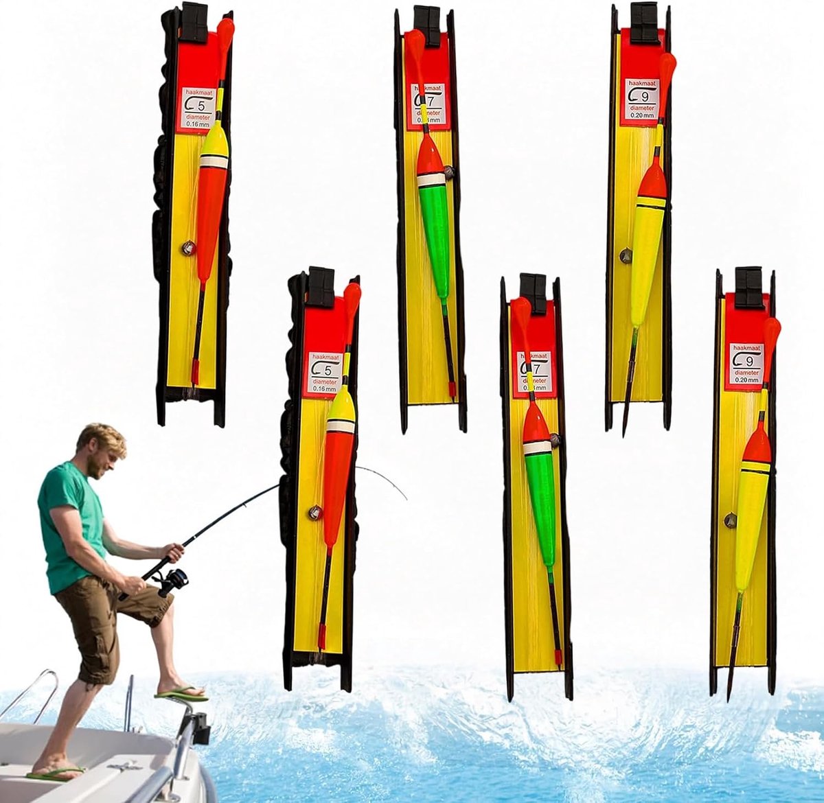 6 stuks poses visset vispozen vissen drijvende set met verzonken lood, vislijn en haak (5#, 7#, 9#), voor vrede vissen, voor meer, rivier, beek en vijver