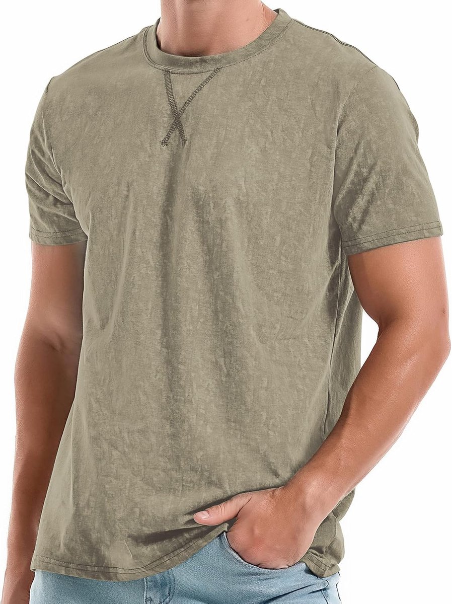Basic T-shirt voor heren, hoge V-hals T-shirt-V2