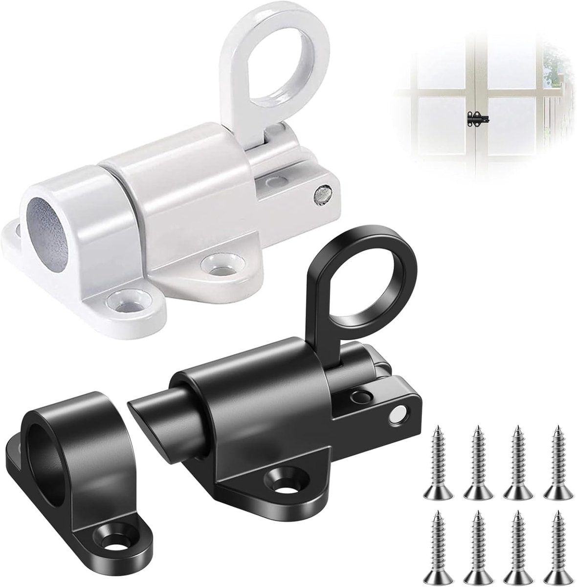 rebound-deur van aluminium, kleine veiligheidssluiting met schroef, voor houten deuren, ramen, kasten en pendelserie (zwart + wit)