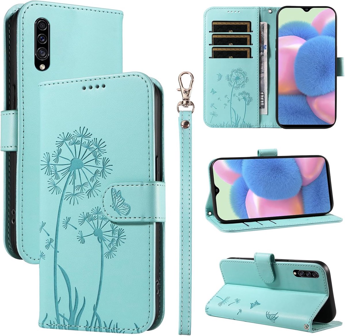 Hoesje voor Samsung Galaxy A50 / A30S / A50S Beschermhoes, Premium PU-leer Magnetisch Klapdeksel Telefoonhoesjes met Kaart Houder en Standfunctie voor Galaxy A50 / A30S, Groen