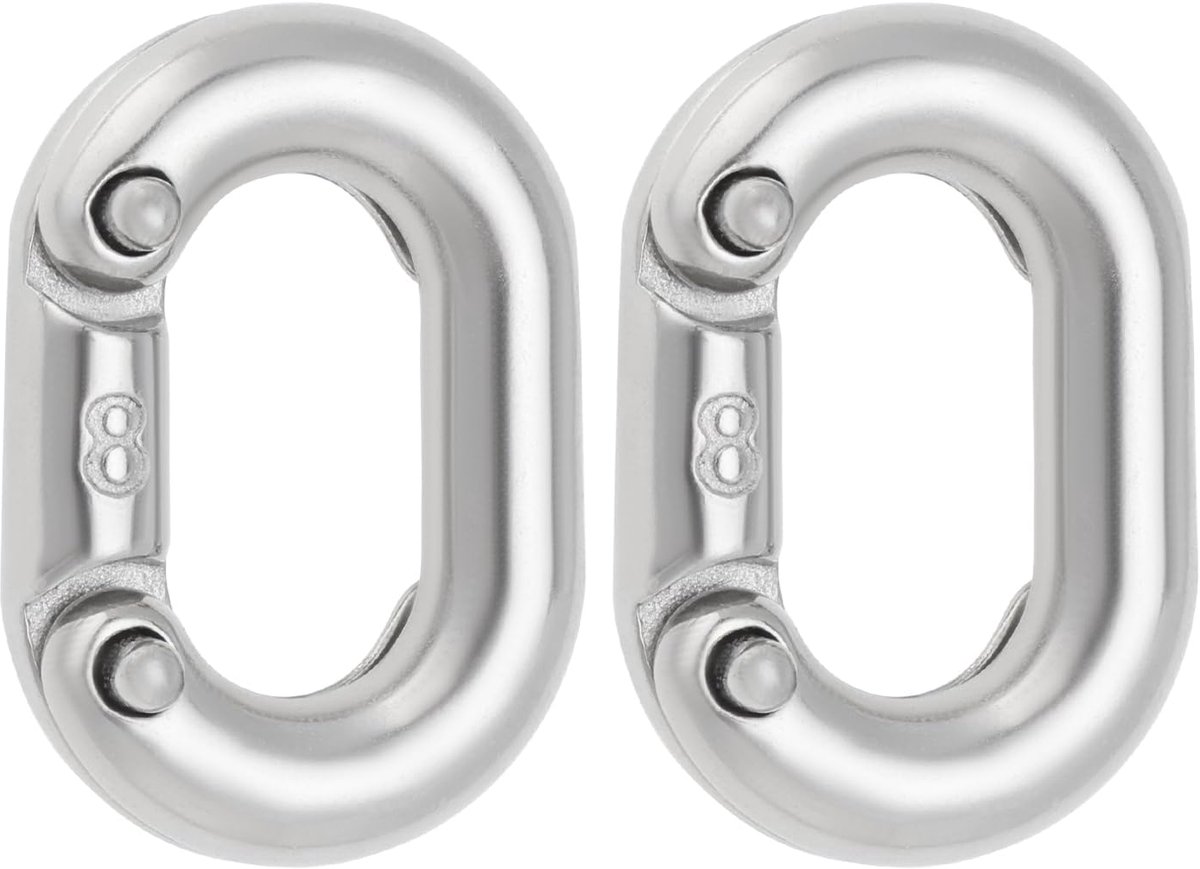 2 Stks 8mm Rvs 316 Split Connecting Chain Links Heavy Duty Ketting Link Connector voor Ketting Verbinding 25x13mm Zilver