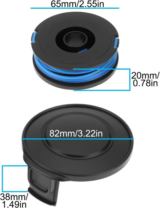 1 Set Grastrimmer Lijn Spoel Cover met Lijn Compatibel met Spear & Jackson S6030ET — afbeelding 4