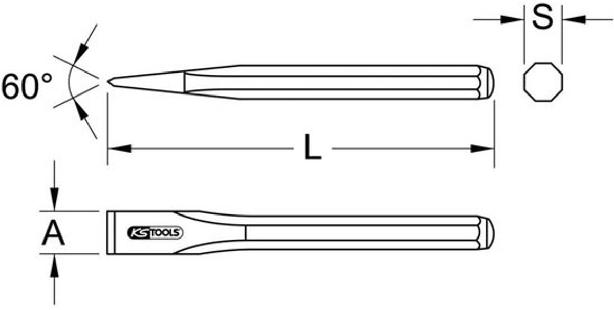 Elektriciensbeitel - Steenbeitel - Metselwerk Bewerken - Gehard Werkvlakken - 8x200mm - Goudkleurig