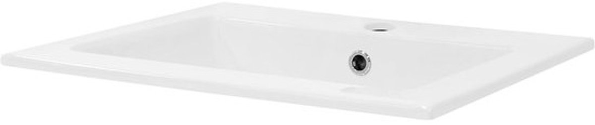 Keramische wastafel 52,5x21x45 cm vierkant met overloop en afvoergarnituur - Ideaal voor badkamer, toilet of compacte wasruimte
