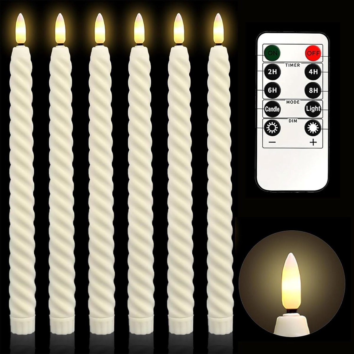 Vlamloze LED-kaarsen - Warm Wit - 25 cm - Flikkerende Kaarsen met Afstandsbediening en Timerfunctie - Voor Decoratie