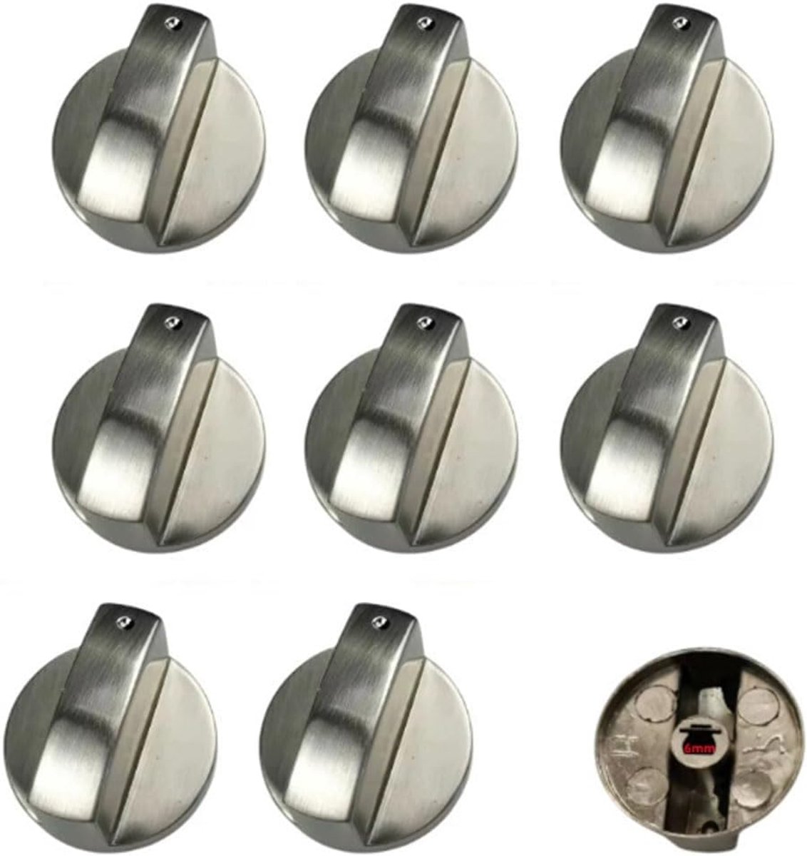 4 stuks knoppen voor gasfornuis, 6 mm, roestvrij staal, kookoppervlak, control, knoppen voor gasfornuis, accessoires, geschikt voor woonkeuken en eetkamer