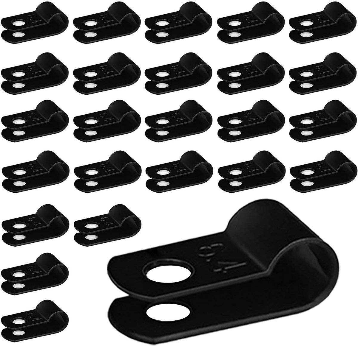 100 stuks R-type kabelklem 6,4 mm (1/4 inch), nylon kabelklemmen, R type-kabelclip, met 100 schroeven voor kabelbeheer (zwart)