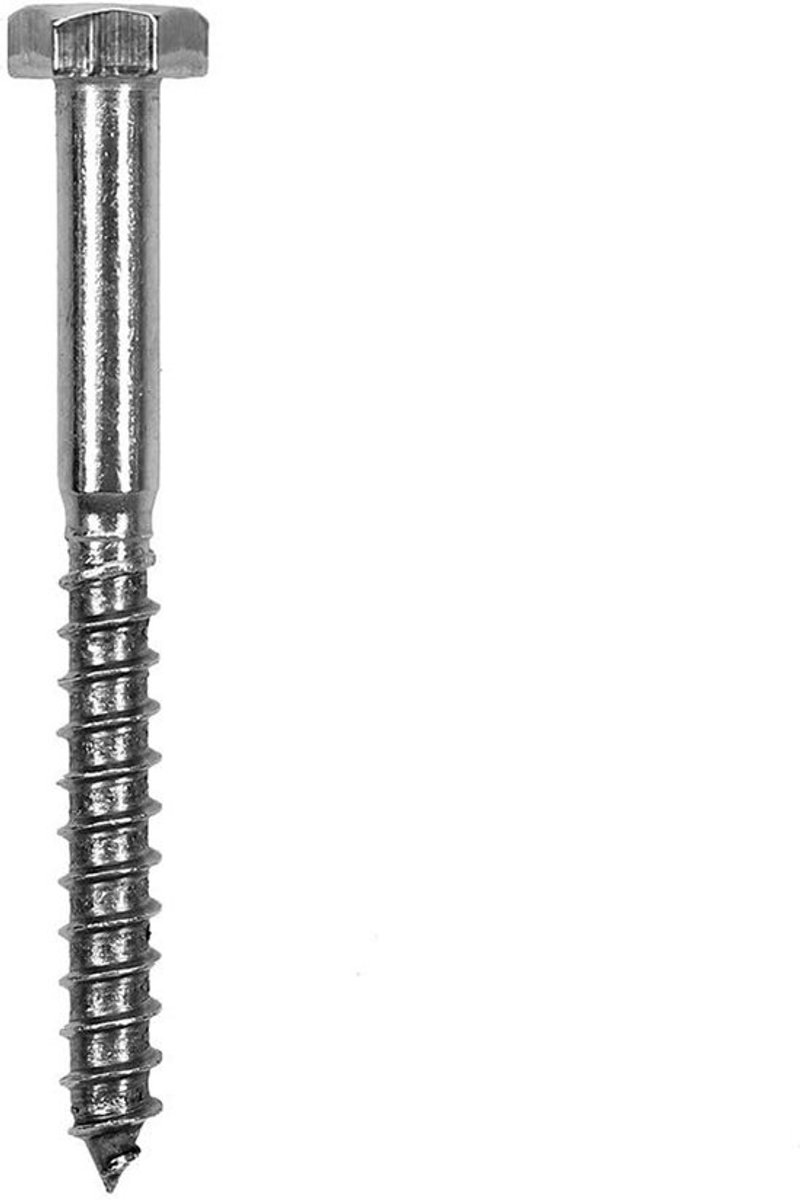 Zeskant Houtschroeven RVS M8 DIN571 Lengte 50 mm - 50 Stuks