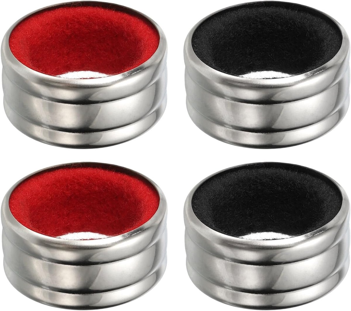 4 stuks wijnfleskragen, roestvrij staal en fluwelen vilten fles druppelring anti-overloop wijndruppelvanger accessoires voor keuken, bar, feest, drank, zwart/rood (gewoon en flanel)