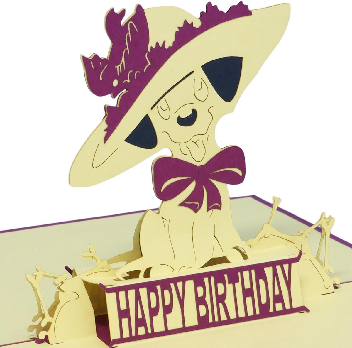Pop - Up - 3D - Kaart - Hond, Verjaardagskaart, Happy Birthday, Wenskaart, Hond, N15