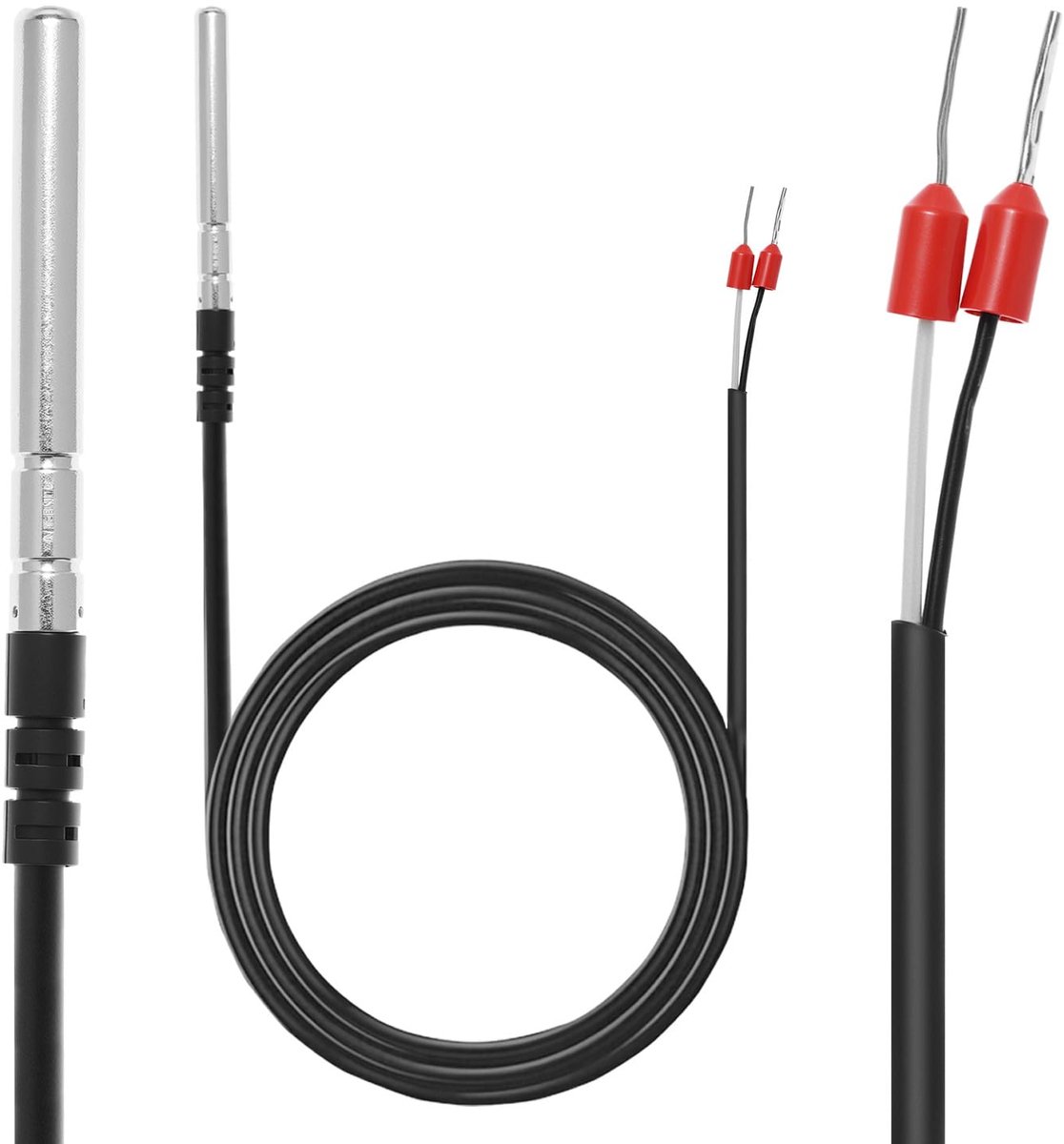 PT1000 Temperatuursensor Waterdicht, 5M TPE-kabel Temperatuurvoeler, Kabelsensor met RVS-probe