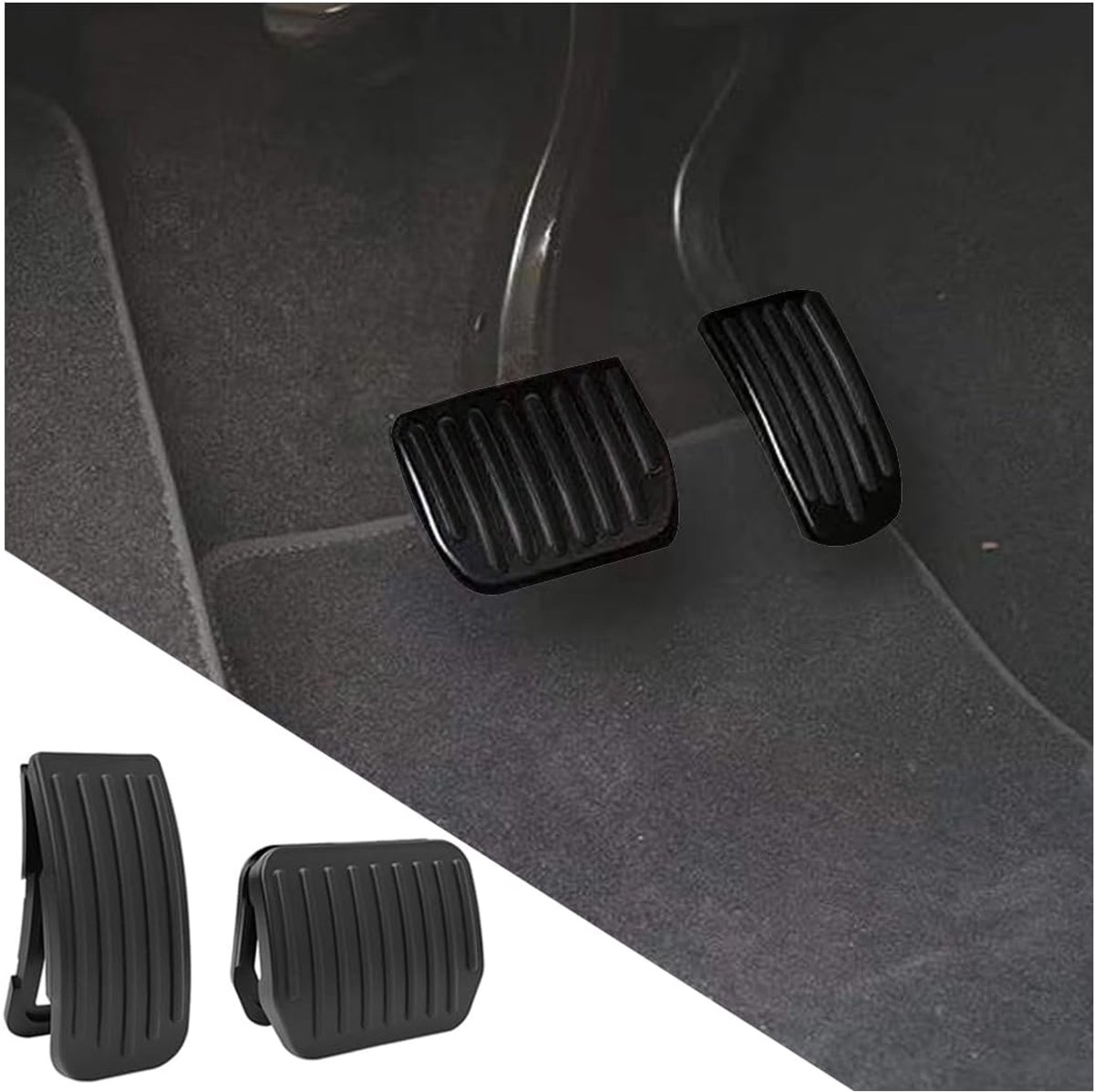 Dailygoods- Pedaal Covers - Duurzaam Aluminium - Antislip Voetpedaal Pads - Geschikt voor Auto - 2 Stuks - 11,5 x 5,5 cm / 10,2 x 7,5 cm - Hoogwaardig