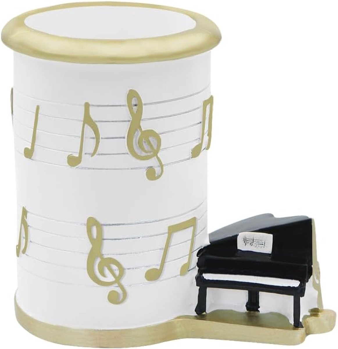 Dailygoods- Piano Penhouder Elegante Muzieknoten - Bureau Organizer - Pennenhouder - Make-up Borstel Houder - Decoratie - Harsmateriaal - 10 x 10 x 5