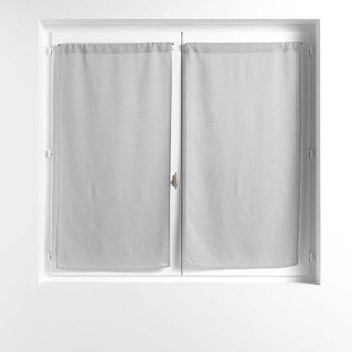 Rechte Gordijnstanghouders - Gordijnophanging Paar - Raamdecoratie - Geweven Voile Stof - 2x 60x120 CM - Grijs