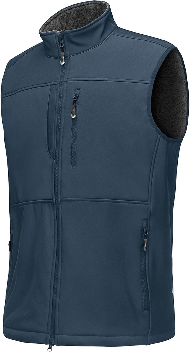 33,000ft Outdoorjas voor heren, waterdicht, softshell, mouwloos, bodywarmer, fleecevest, volledige ritssluiting
