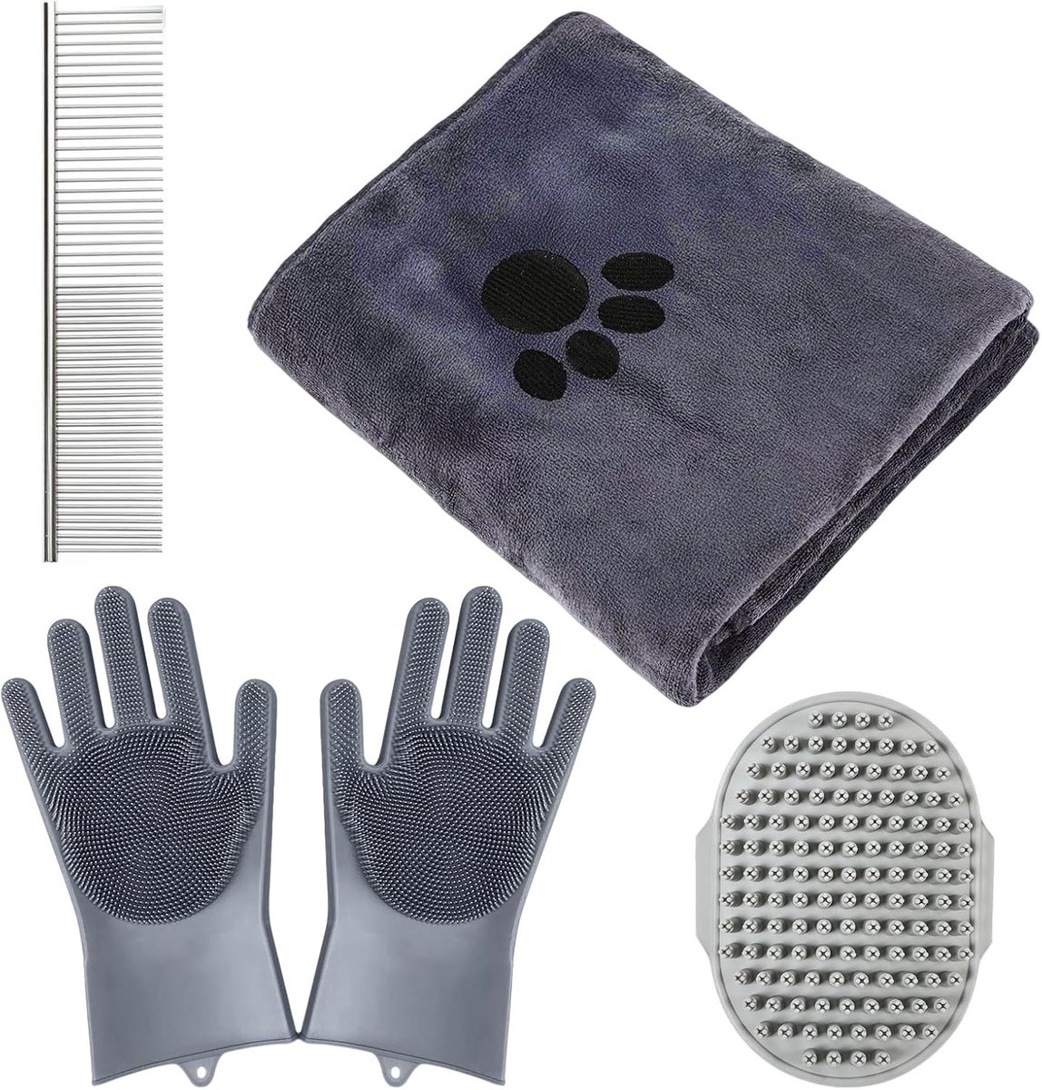 Hondenwas Set met Handdoek, Borstel en Was Handschoen voor Dierenverzorging, Geschikt voor Honden en Katten, Voor Nat en Droog Gebruik