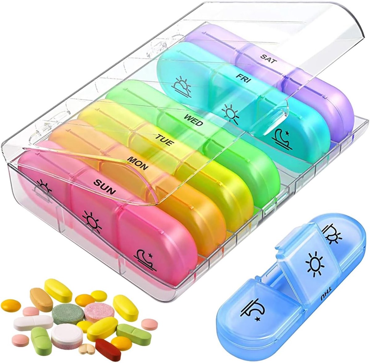 7 Dagen Medicijn Doos met 21 Compartimenten, Tabletten Organizer voor Ochtend, Middag en Avond, Ideaal voor Medicatiebeheer en Gezondheid