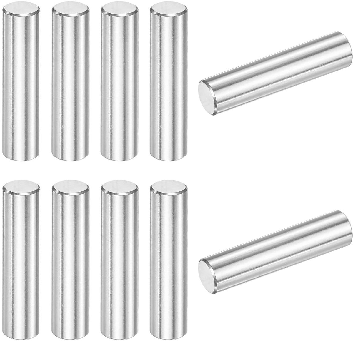 METERXITY 10 stuks 316 roestvrijstalen bevestigingspinnen 8 x 35 mm voor metalen apparaten/houten projecten, cilindrische planksteunpennen [zilver]