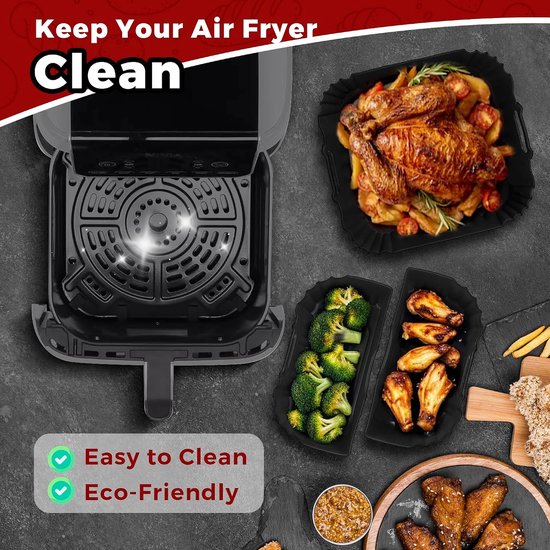 29 Stuks Silicone Airfryer Vorm Accessoires, Airfryer Pan voor Philips 2000 6.2L NA230, Air Fryer Liners Set voor Cosori 5.5L 6 L 6.2L, Siliconen Bakvorm voor Ninja Heteluchtfriteuse — afbeelding 3