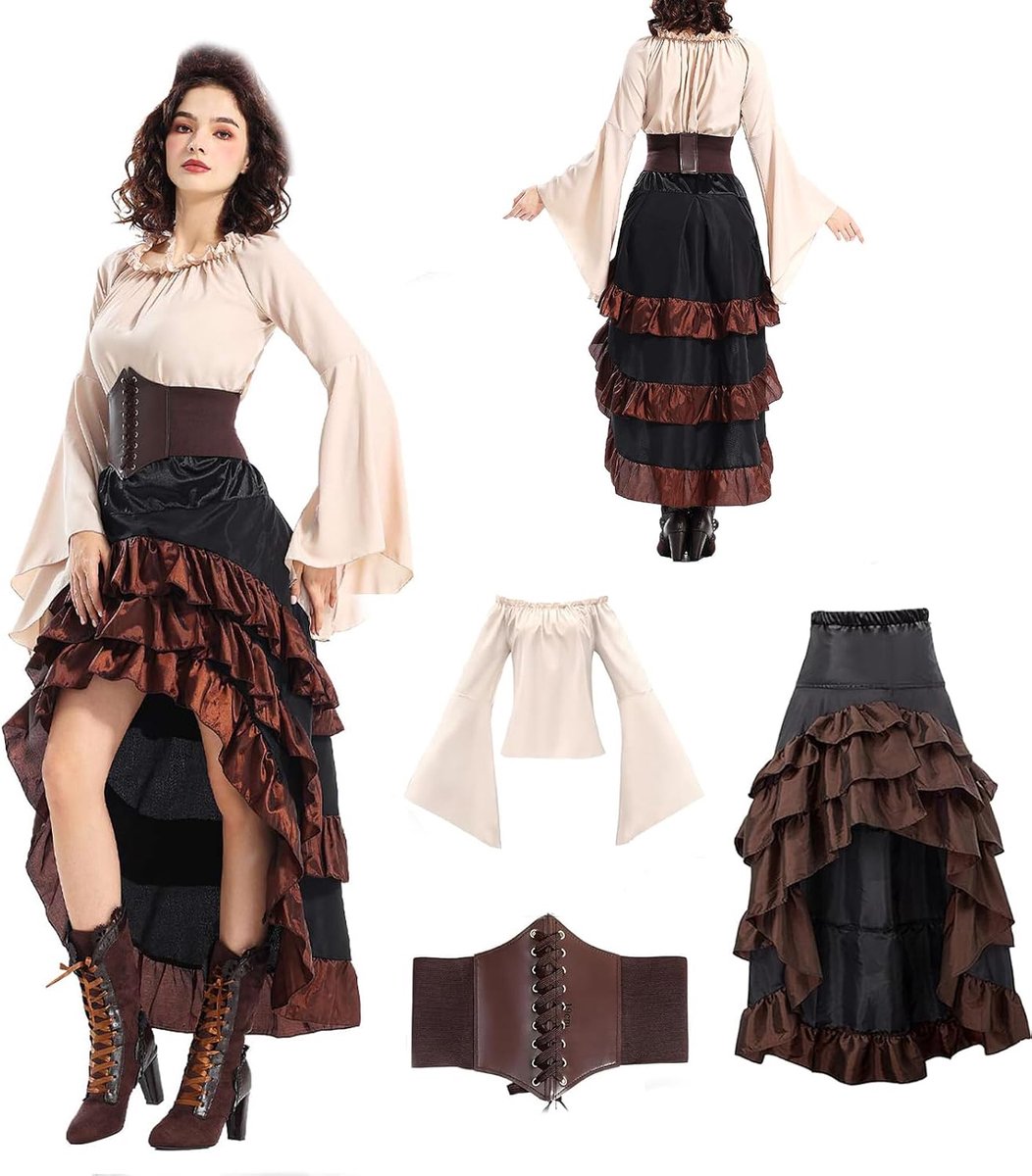 piraten cosplay kostuums met renaissance sexy rok korset taille riem Halloween carnaval party pak dames